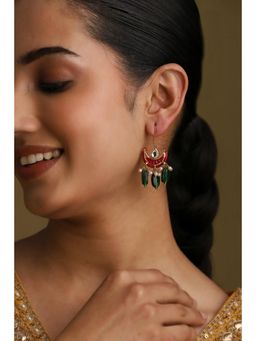 Biba - Women Dark Pink Brass Danglers Earrings