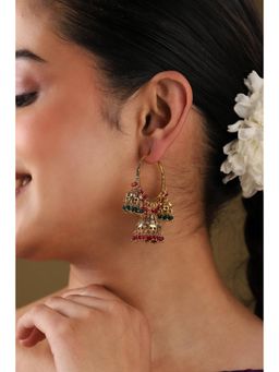 Biba - Women Multi-Color Alloy Jhumka Earrings