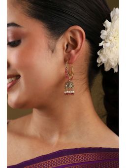 Biba - Women Dark Pink Alloy Jhumka Earrings