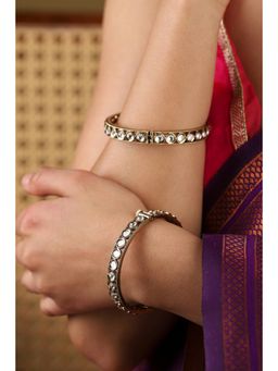 Biba - Women White Brass Bangles (Pack of 2)
