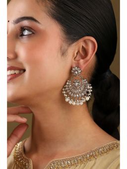 Biba - Women White Brass Chandbali Earrings