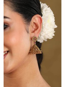 Biba - Women Pink Brass Jhumka Earrings