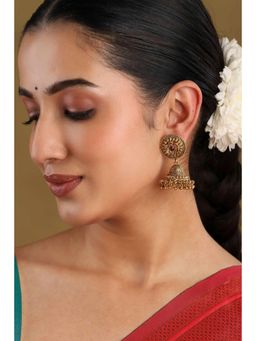 Biba - Women Pink Brass Jhumka Earrings