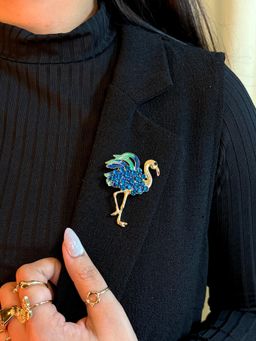 ISHKAARA - Women Blue Sapphire Flamingo Brooch