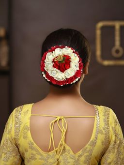 Accessher - Women Multi-Color Rose Floral Bridal Juda Bun Hair Accessory