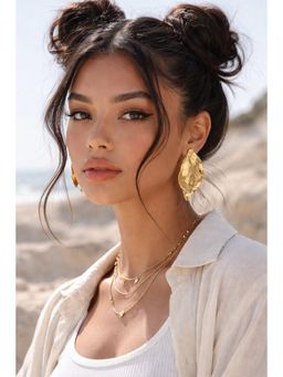 Niska - Women Gold Vintage Style Exaggerated Classic Leaf Plating Drop Earrings