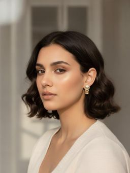 Accessher - Women White Gold-Tone Butterfly Square Crystal Drop Earrings