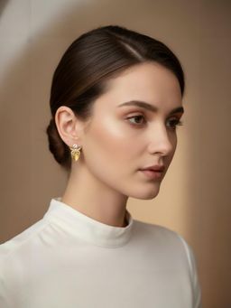 Accessher - Women White Gold-Tone Butterfly Triangle Crystal Drop Earrings