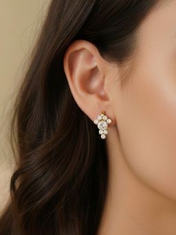 Accessher - Women White Gold-Tone Clip-On American Diamond Stud Earrings