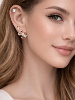 Accessher - Women White Gold-Tone Contemporary Pearl Stud Earrings (Pack of 3)