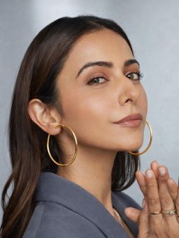 Accessher - Women Gold-Plated Classic Round Endless Hoop Earrings