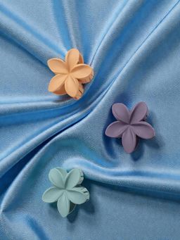 Accessher - Women Multi-Color Matte Floral Mini Hair Claw Clips (Pack of 3)
