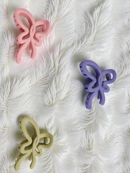 Accessher - Women Multi-Color Matte Butterfly Hair Claw Clips (Pack of 3)