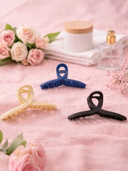 Accessher - Women Multi-Color Matte Loop Hair Claw Clips (Pack of 3)