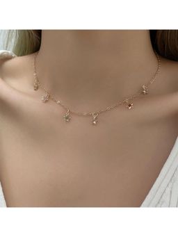 Stol'N - Women Multi-Color Hollow Small Letter Pendant Necklace Stainless Steel Necklace