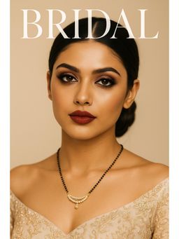 VIEN - Women Gold Plated Black Beads & White Cz Pendant Mangalsutra