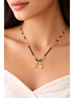 VIEN - Women Gold Plated Black Beads & Cz Pendant Mangalsutra