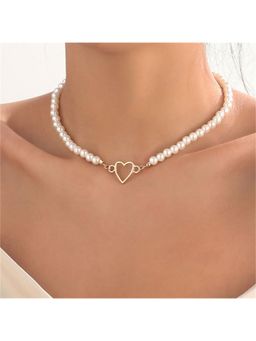 Stol'N - Women White Openable & Closable Love Heart Gold Copper Necklace