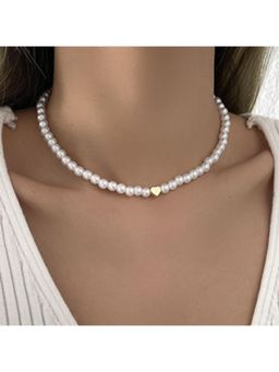 Stol'N - Women White Cross Gold Copper Gold-Plated Zirconium Cross Necklace