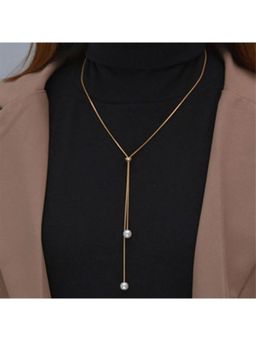 Stol'N - Women White Cross Gold 2 Copper Gold-Plated Zirconium Cross Necklace