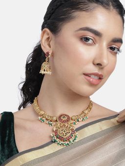 Peora - Women Multi-Color Gold Plated Beads Studded Jewellery Set