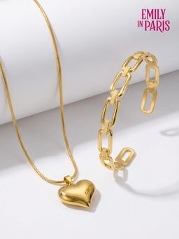 Palmonas - Women Gold Heart Whisper Necklace With Cuff