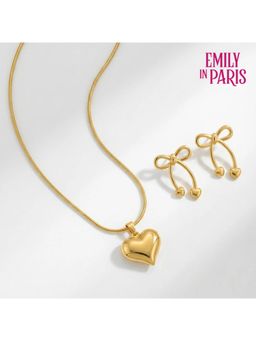 Palmonas - Women Gold Cute Heart & Bow Jewellery Set