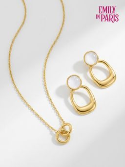 Palmonas - Women White Interlock Geometry Jewellery Set
