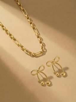 Palmonas - Women Gold Modern Bow Heart Fusion Jewellery Set