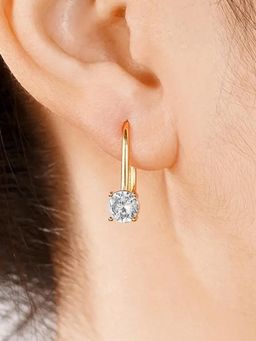 Peora - Women White Gold Plated Cz Studded Fancy Hoop Earrings