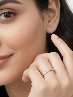 Peora - Women White American Diamond Studded Silver Plated Finger Ring (7)