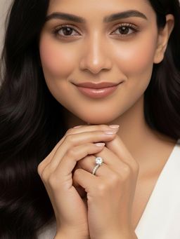 Peora - Women White American Diamond Studded Silver Plated Finger Ring (7)