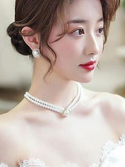 Peora - Women White Gold Plated Pearl & Cz Studded Jewellery Set