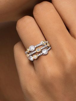 Peora - Women White 2 Toned Cubic Zirconia Studded Stylish Finger Ring (7)