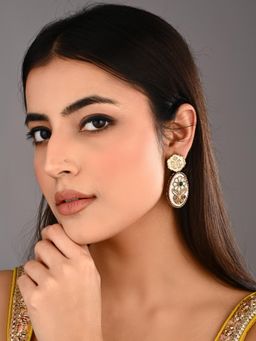 Anvik - Women Multi-Color Mop Meenakari Floral Drop Earrings