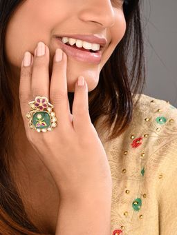 Anvik - Women Gold Plated Multi-Color Stone Ring