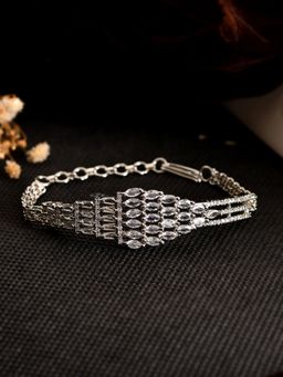 Silvermerc Designs - Women White Luxury Crystal Stone Adjustable Bracelet