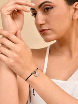 Silvermerc Designs - Women Silver Daily Wear Black Thread Adjustable Bracelet