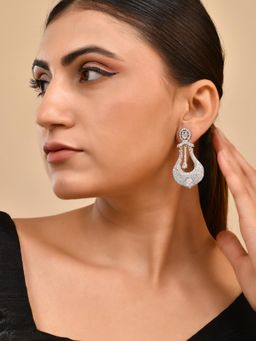 Silvermerc Designs - Women White American Diamond & Cz Drop Earrings