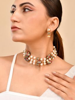 Silvermerc Designs - Women Multi-Color Pearl & Semi-Precious Stone Jewellery Set