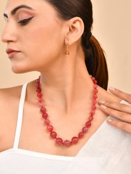 Silvermerc Designs - Women Red Stone Beaded Jewellery Set