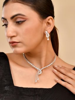 Silvermerc Designs - Women White American Diamond Jewellery Set
