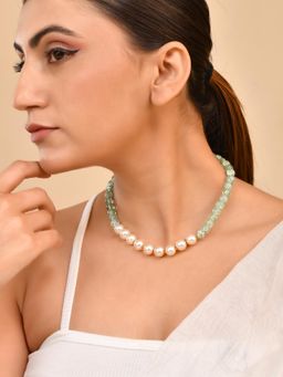 Silvermerc Designs - Women Multi-Color Crystal Pearl Beaded Choker Necklace