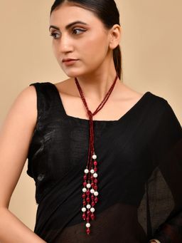 Silvermerc Designs - Women Red Handcrafted Pearl Long Necklace