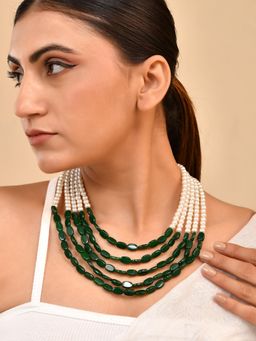 Silvermerc Designs - Women Green Statement Ethnic Adjustable Traditional Necklace