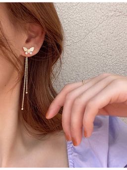 Stol'N - Women White Gold Brass C-Shaped Drop Earrings