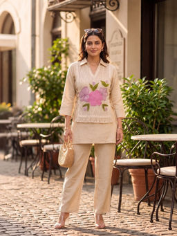 Autumnlane - Beige Hiral Malibu Embroidery Co-Ord Set