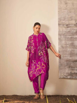 M MARCH LABEL - Royal Pink Kaftan With Pant
