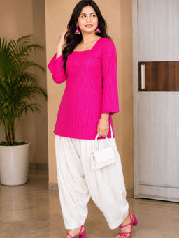 MYSHKA - Women Pink Kurta With Farsi Salwar