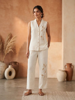 Autumnlane - White Prisha Harp Embroidery Co-Ord Set